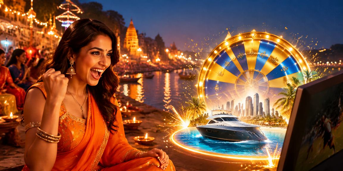 Evening at Varanasi ghat with roulette game ambience